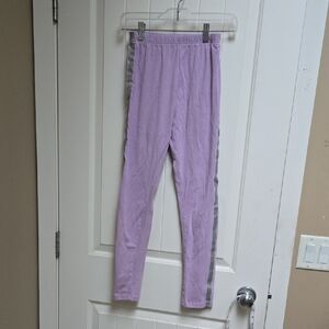 George Kods Cotton Lilac Kids Leggings with Shimmering Silver Stripes